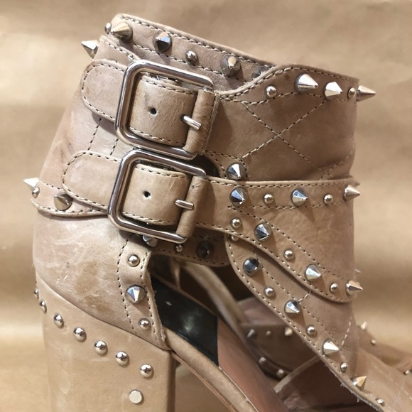 Laurence Dacade Deric Leather Studded Spike Quilted Cutout Block Heel Bootie 8.5 - Picture 6 of 16